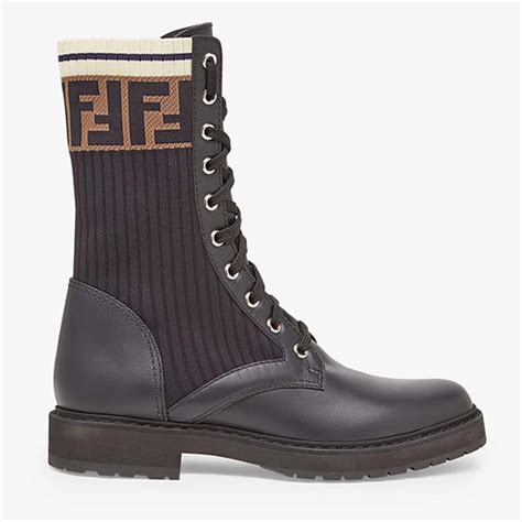 fendi ankle boots black leather biker boots|Fendi plaid cowboy boots.